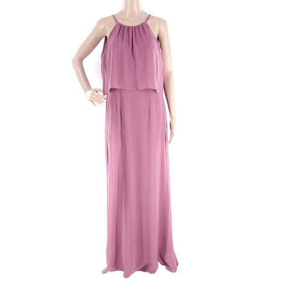David's Bridal Women Dress Maxi Ven Style Long High Neck Purple Size 8 - NWT - Picture 3 of 9